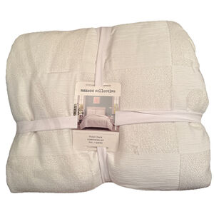 Makers Collective-Full/Queen Floral Embossed 3 Piece Comforter Set White